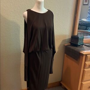 Michael Kors, cold shoulder, midi dress with slit long sleeves